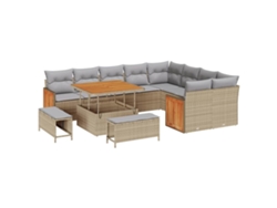 Maison Exclusive - Conjunto De Sofás De Jardín Con Cojín 13 Pcs Beige Y Gris Claro