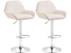 Juego de 2 taburetes de bar metálicos en forma de arco con reposapiés y asientos de terciopelo color crema Tdb10789