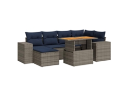 Maison Exclusive - Set De Sofás De Jardín 7 Pzas Con Cojines Ratán Sintético Gris