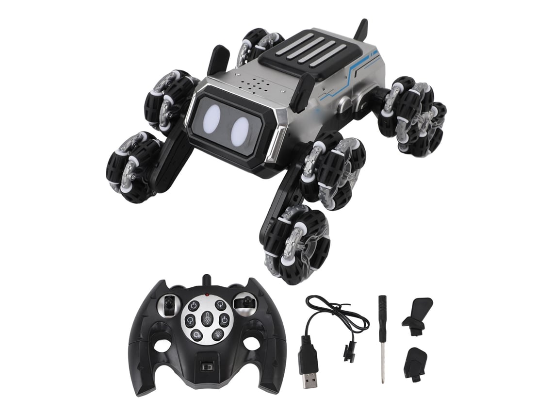 Carro robô Rebe-dog com controle remoto de 8 rodas e 2.4g para escalar e derrapar - Brinquedo para crianças