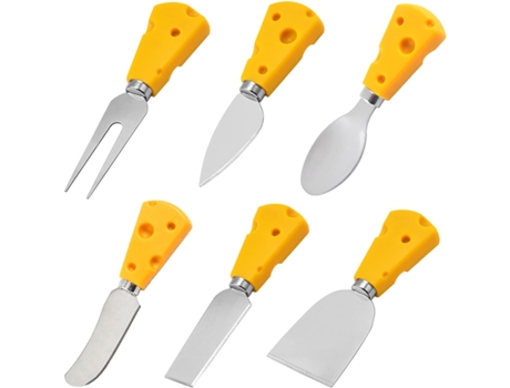 Juego de 6 cuchillos para queso, que incluyen cuchillo recto, cuchillo espátula, tenedor, cuchillo puntiagudo, cuchillo para mantequilla y cuchara ...