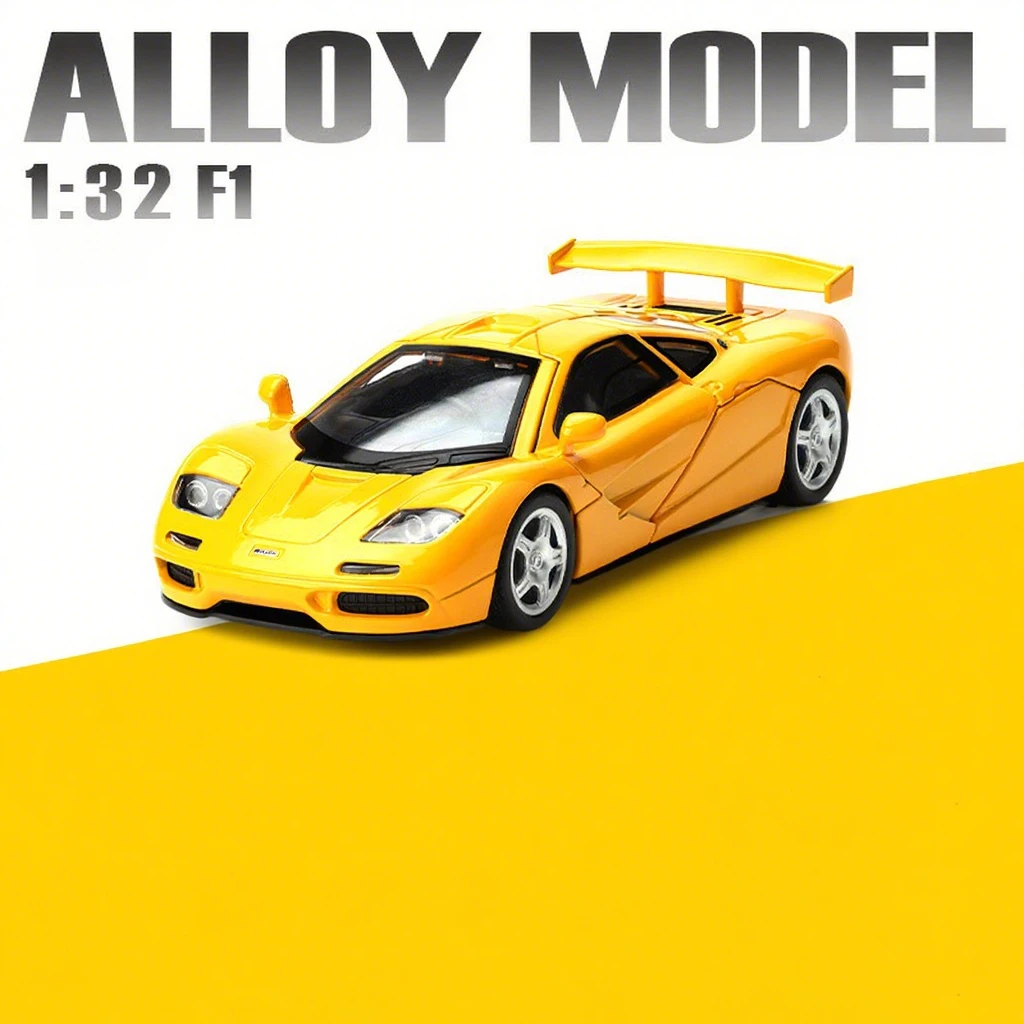(amarillo) Coche De Juguete Modelo Supercar De Aleación A Escala 1:32, Modelo De Metal Fundido A Presión Con Efectos De Sonido Y Luz.