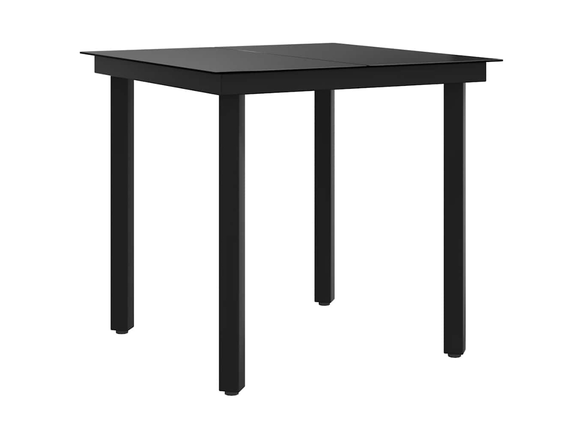 Maison Exclusive - Mesa De Comedor De Jardín Acero Y Vidrio Negra 80x80x74 Cm