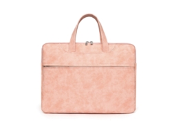 Bolso grande rosa para portátil con acabado mate.