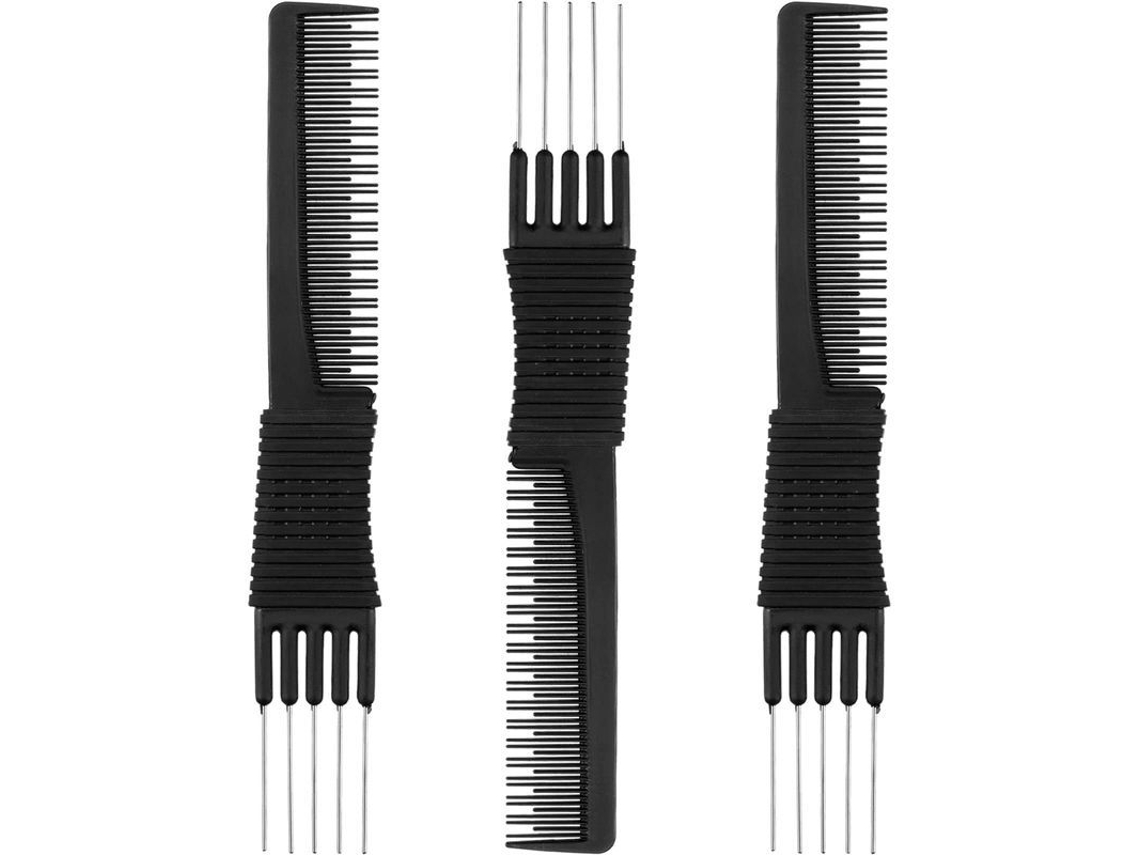 3 Peines Elevadores De Carbono Con Dientes Metálicos Antiestáticos Resistentes Al Calor De 19 Cm
