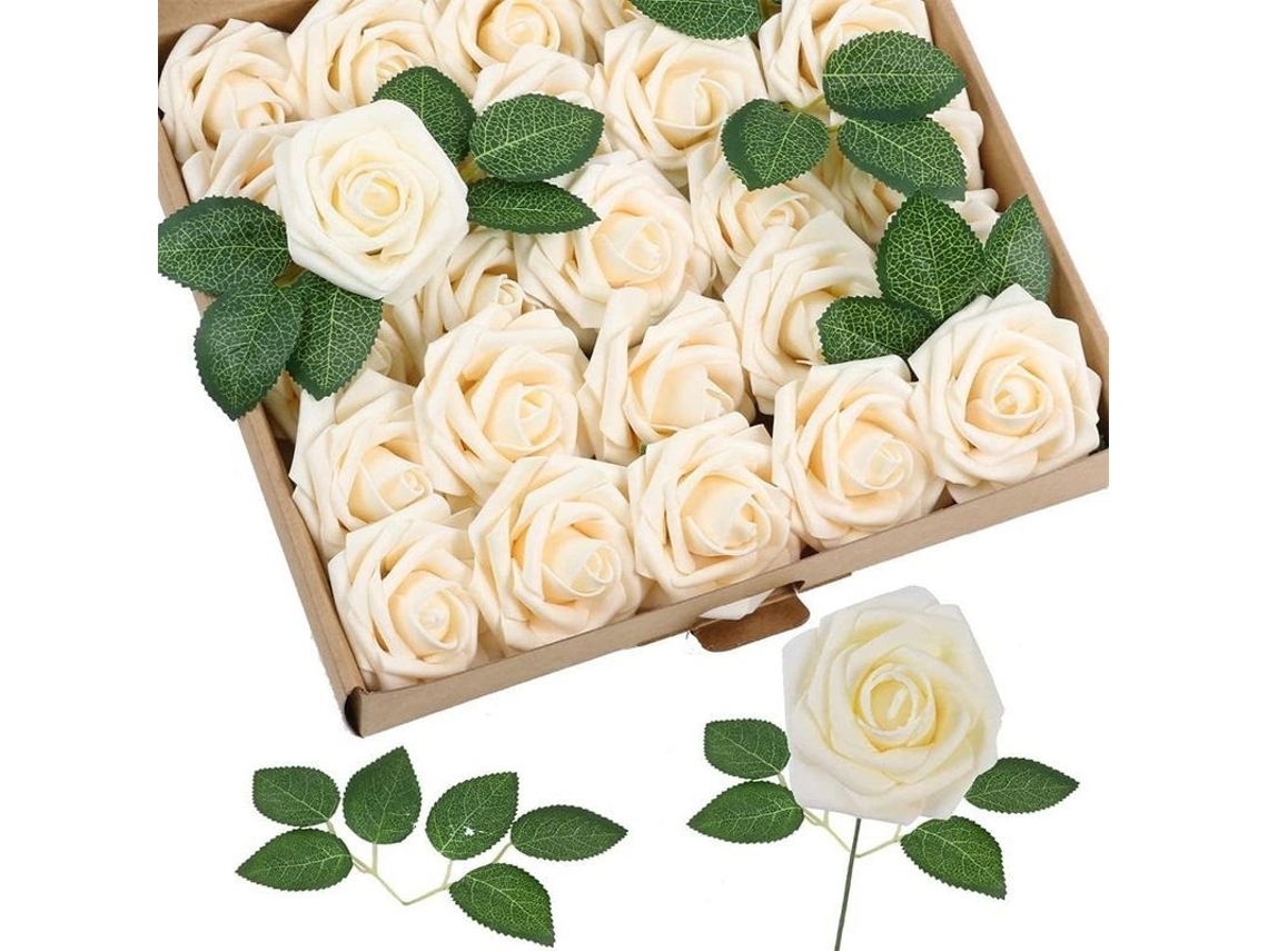 25 Rosas Artificiales 2025 Adecuadas, Flores Falsas, Decoración Del Hogar, Musgo Artificial