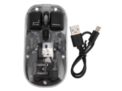 Ratón Inalámbrico De Modo Dual 2.4g Bt5.0 Rgb Transparente Con Batería De 400 Mah Para Uso De Oficina - Negro