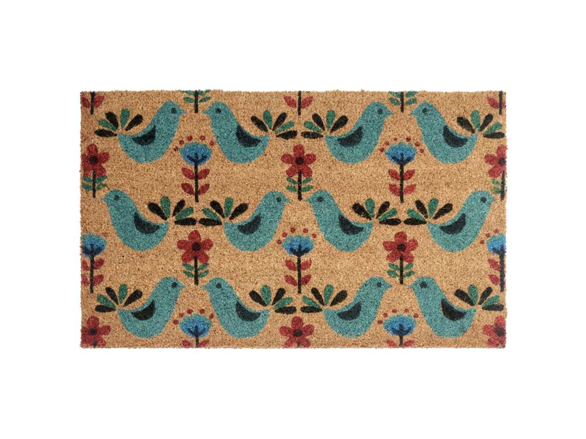 Tapete De Entrada Tanana Multicolor 45 X 75 Cm Pássaro Fibra De Coco