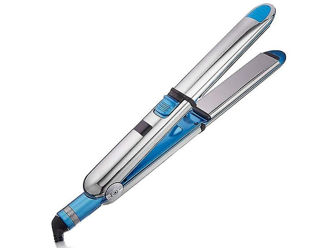 Plancha de pelo de titanio flotante dos en uno para cabello liso y rizado azul Chennnls