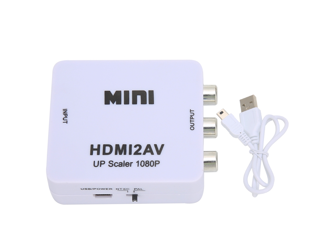 Adaptador convertidor HDMI a AV RCA 1080p D2026n con conmutador divisor para televisores blancos