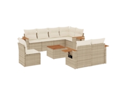 Conjunto 9 de sofás de jardín VIDAXL con cojines ratán sintético beige