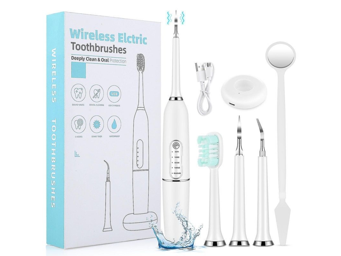 Kit Profesional De Limpieza Dental Ultrasónica Con 2 Cabezales Y 5 Modos Para Blanqueamiento Y Eliminación De Sarro.