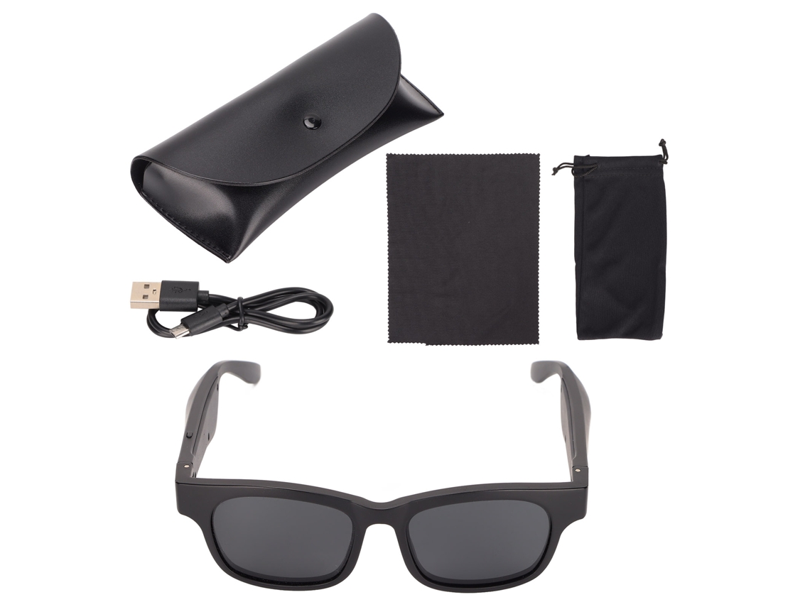 Óculos De Sol Bluetooth Semi Aberto Com Redução De Ruído Estéreo Sem Fio Portátil Para Exterior Preto