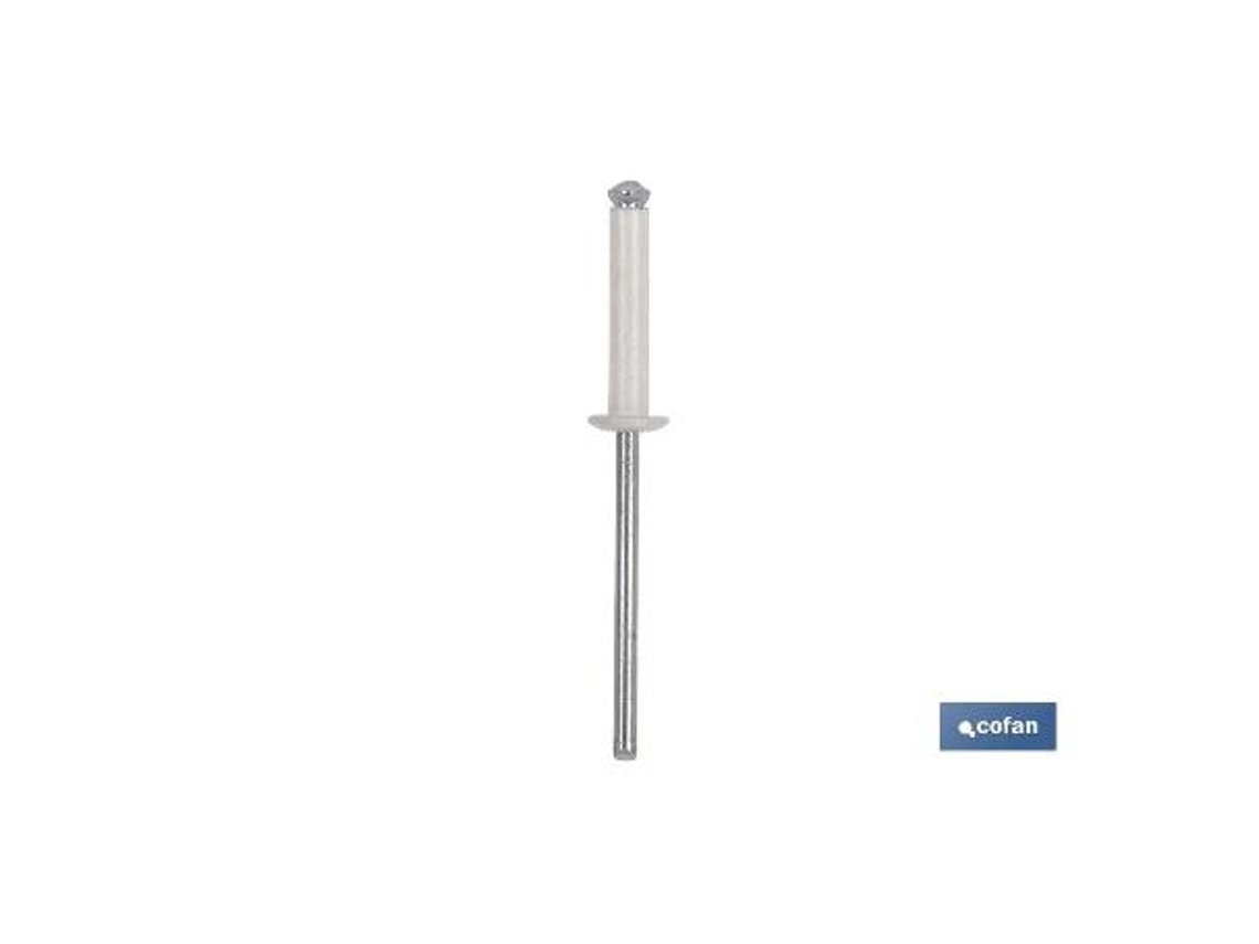 Remache de flor blanco 4 x 16 mm   caja 500 unid.