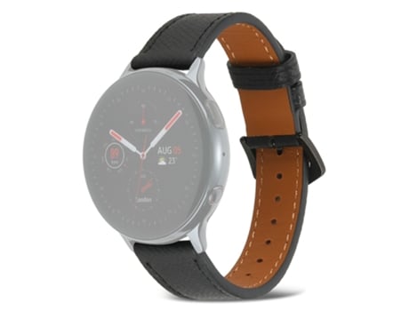 Correa de piel auténtica 20mm hebilla ardillón para Huawei Watch GT 3 Pro 43mm/Samsung Galaxy Watch4 Classic 42mm/46mm - negro