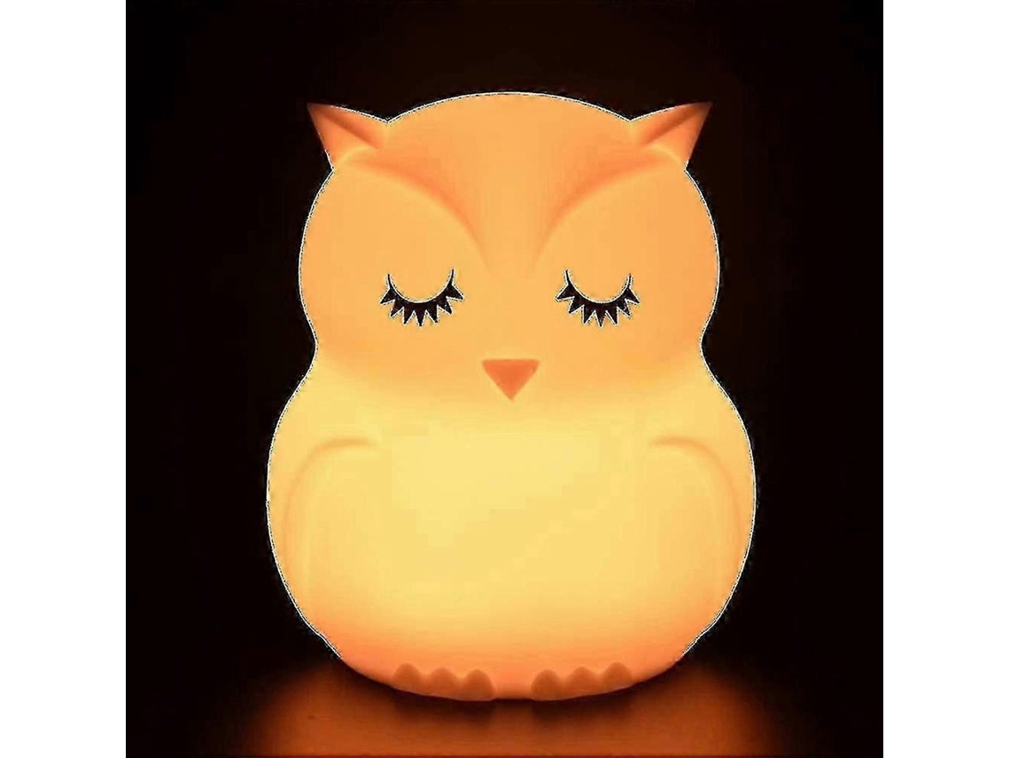 Luz nocturna con forma de búho para niños, luz nocturna recargable de silicona para bebés, Rosewell