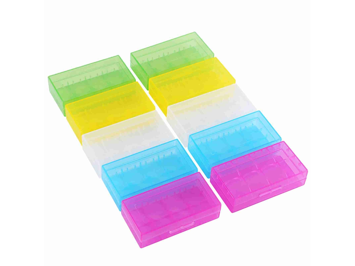 2026dn 10 Caixas de Armazenamento de Baterias Plásticas Transparentes Multifuncionais para 18650 18350 5 Cores