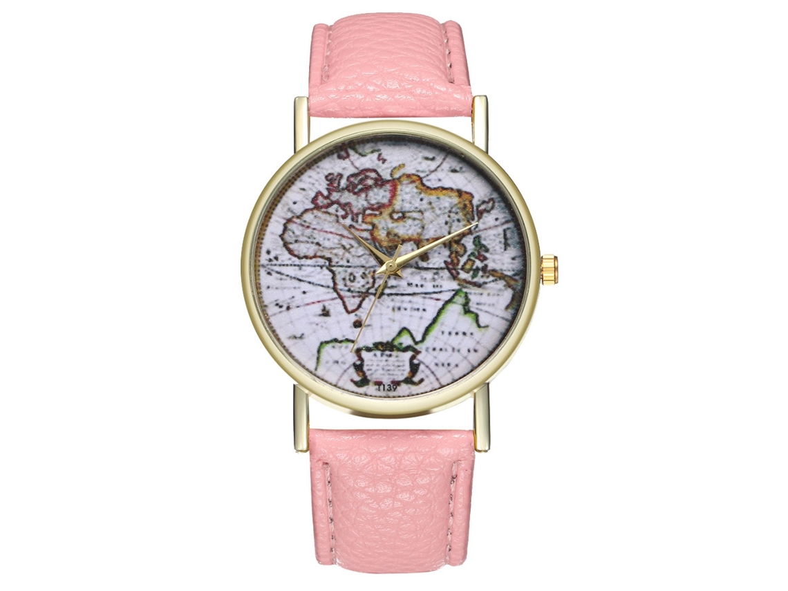 Reloj De Pulsera Analógico De Cuarzo Con Bisel Redondo Para Mujer Y Hombre (rosa)