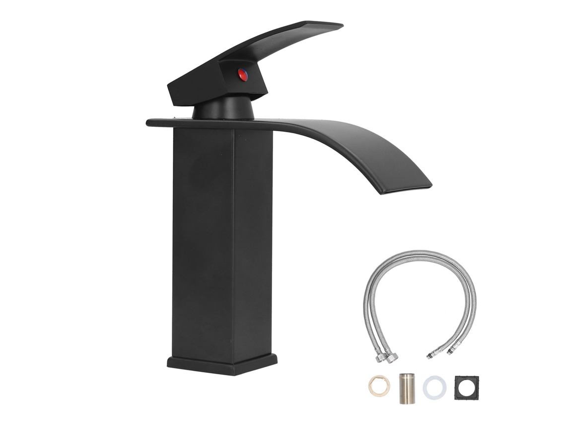 Grifo Mezclador De Lavabo De Baño Negro Con Manija Larga, Tamaño G1/2, Para Hotel/posada.