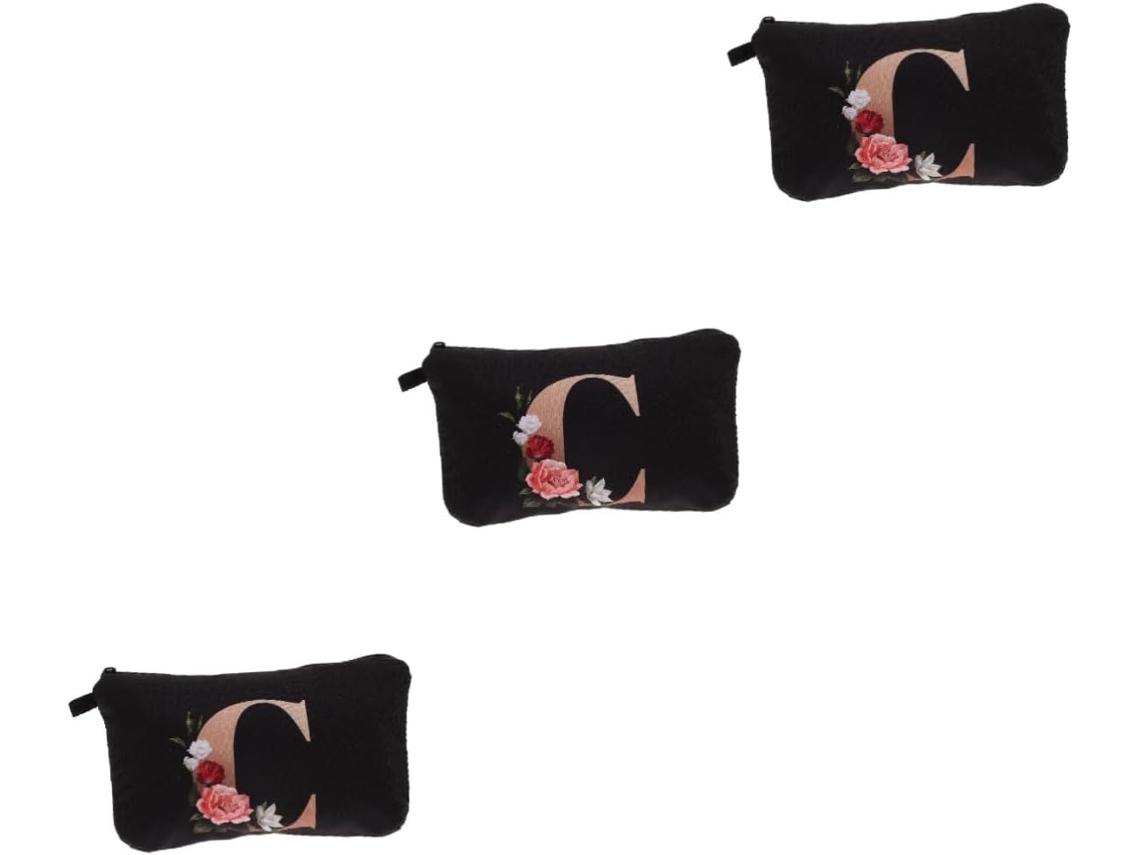 Neceser Portátil De 3 Piezas Con Estampado Dorado, Estuche De Viaje Para Cosméticos Y Artículos De Mujer.