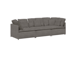 Sofá modular con cojines en tejido de pana gris claro MAISON EXCLUSIVE