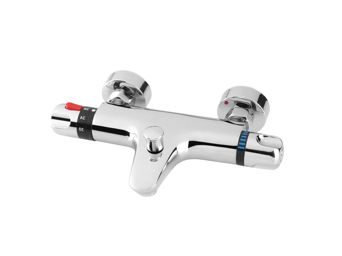 Válvula de control termostática para grifo de baño de pared, cromada