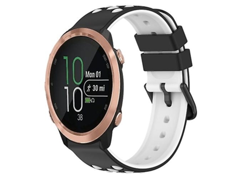 Correa De Reloj Inteligente Para Garmin Forerunner 645 Music, Correa De Reloj De Silicona Porosa De Dos Colores, 20Mm, Negro Y Blanco VENISYMLIS
