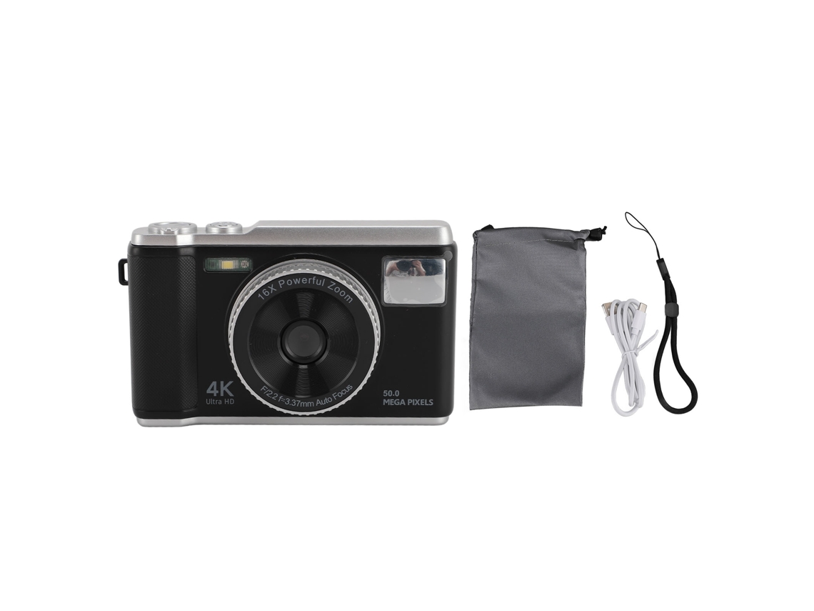 Cámara Digital 4k 50mp Con Pantalla 2.8 Pulgadas Autofoco Zoom 16x Flash Antishake Para Adolescentes Adultos Principiantes Negro