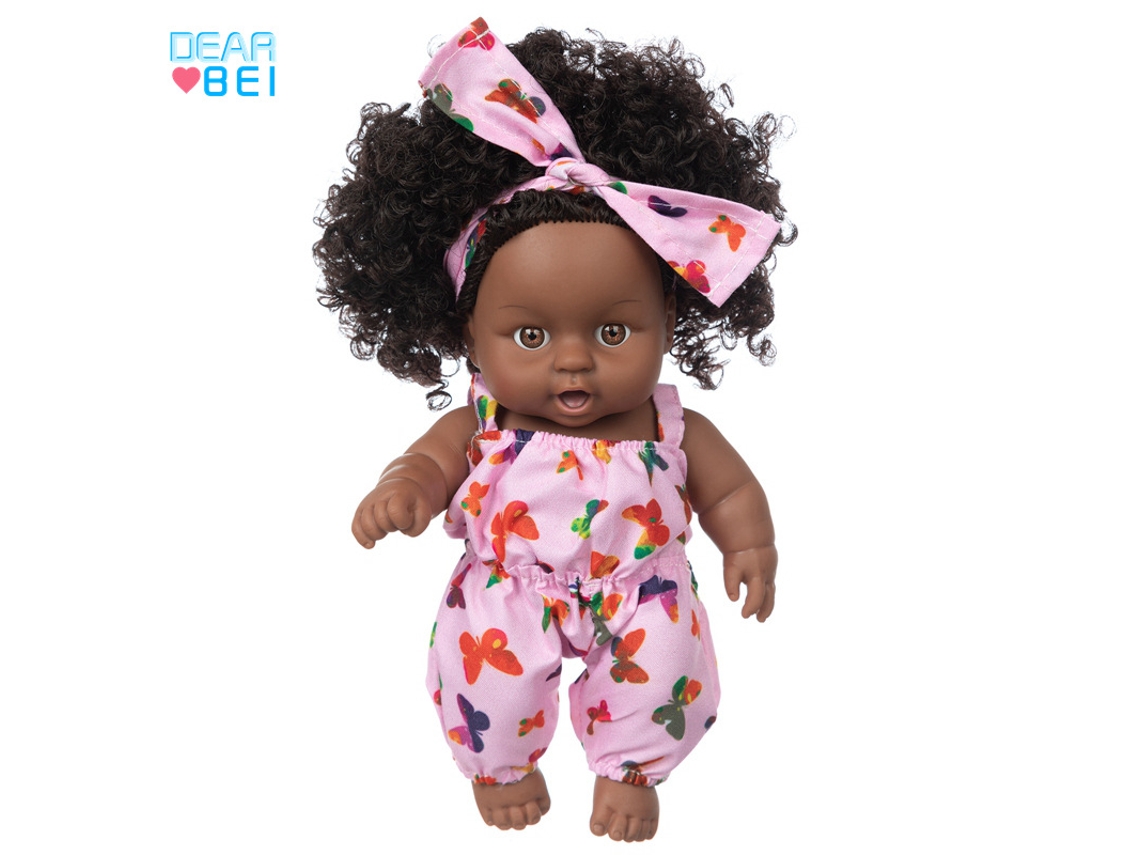 Muñeca De Niña De 20 Cm, De Vinilo Seguro, De Piel Oscura Africana, Un Regalo Ideal Para Una Niña.