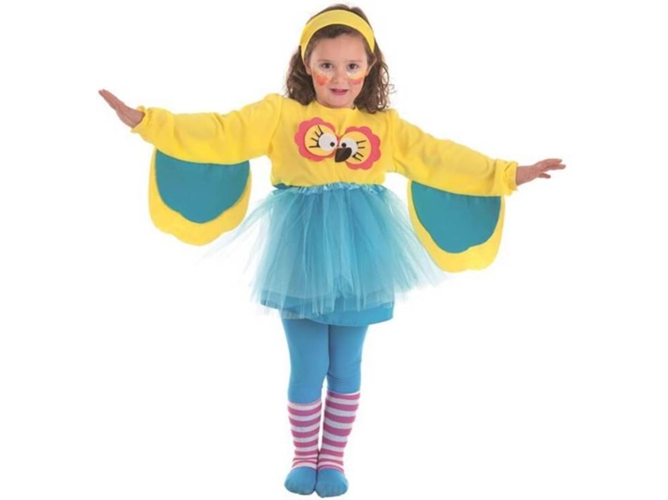 Disfraz de Niña DISFRAZZES Buhíta Con Ojazos Amarillo Y Azul (Talla: 11 a 13 años)