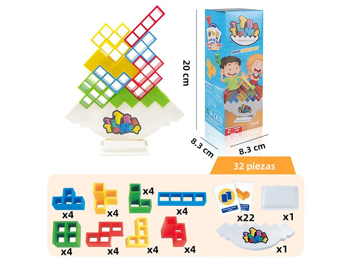 (32 piezas) Torre de equilibrio apilable - Bloques de construcción - Juguete educativo para niños