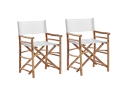 Conjunto De 2 Cadeiras De Jardim Beliani Molise De Bambu Castanho 58x45x86