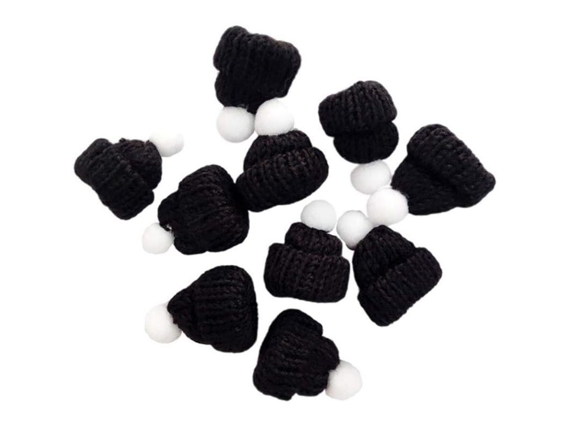 2026-10 Sombreros Mini Navideños De Tela Para Cubrir Dulces Accesorios Diy Fiesta Negro