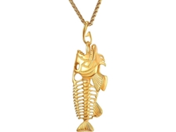 2026-colgante De Tiburón/pez/delfín Joyería Animal Collar Para Hombres Niños Acero Inoxidable Ffh 06 Hueso De Pescado Oro