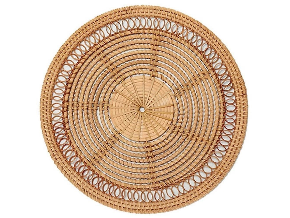 Decoración de pared de mimbre tejido estilo bohemio natural de Rebe para el hogar, jardín y balcón.