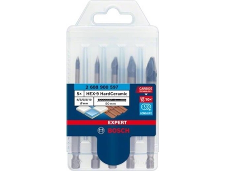Conjunto de Brocas BOSCH Hex-9 Expert Hardceramic - 4-5-6-8-10 mm - 5 Un para Conjunto de Taladros de Impacto