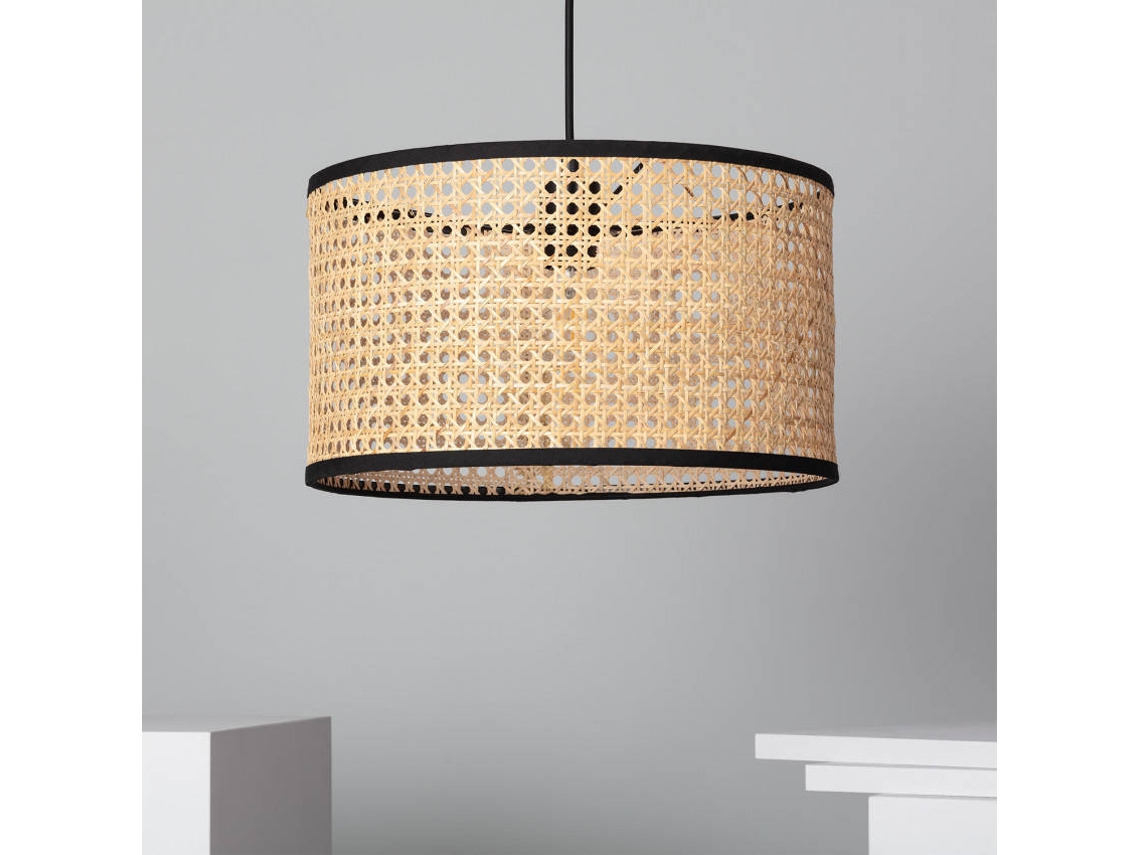 Lámpara de Suspensión LEDKIA (Beis - Ratan - 22x38 cm)