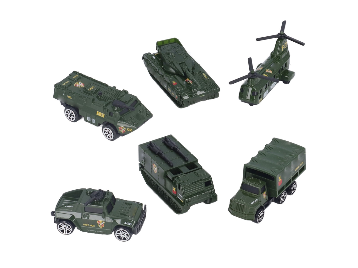 Ats-vehículos Militares Diecast 6 Pack Juguetes Ejército Transportador Tanque Helicóptero Coche Blindado Para Niños 3+