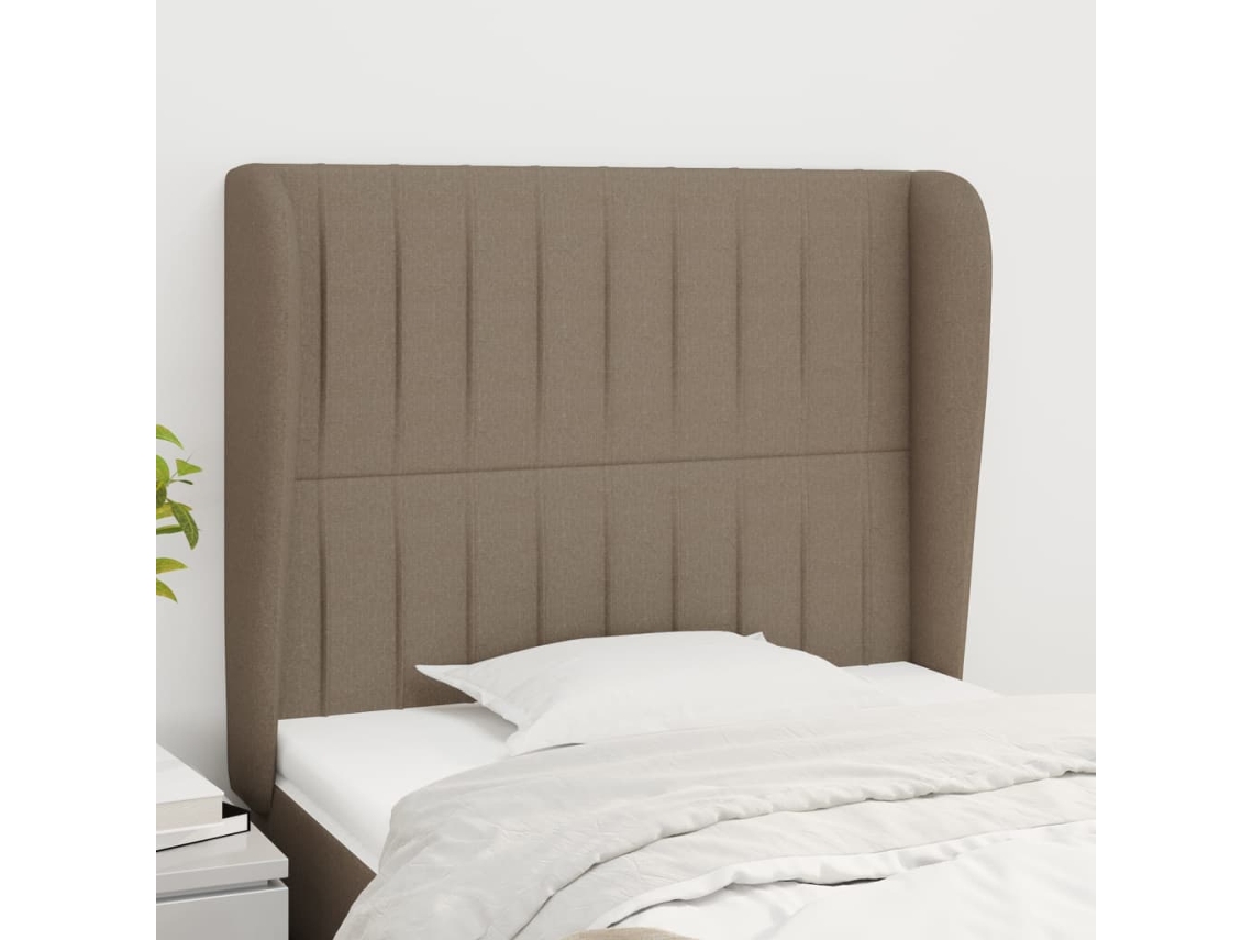 Cabecero Con Orejas De Tela Gris Taupe 83x23x118/128 Cm