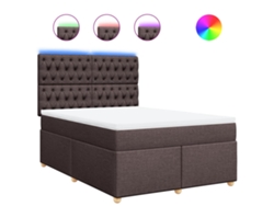 Maison Exclusive - Cama Box Spring Con Colchón Tela Marrón Oscuro 160x200 Cm
