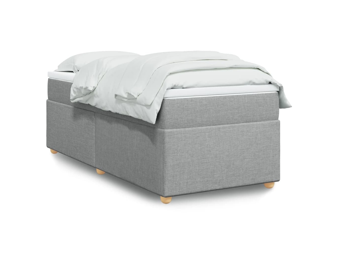 Cama Box Spring Con Colchón Tela Gris Claro 90x190 Cm