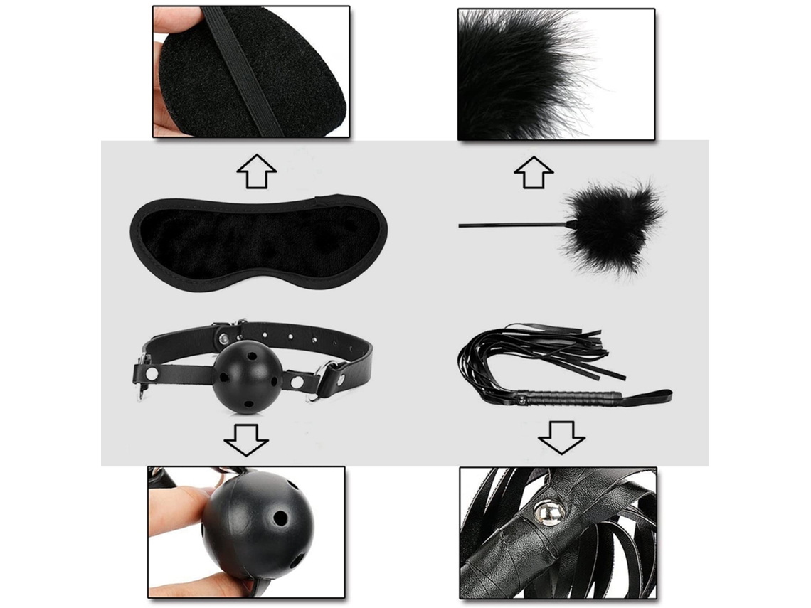 Juego De Juguetes Sexuales Sm Para Adultos 26 Piezas: Manillas Tobilleras Ojo Tapón Pluma Pelota Boca Pinzas Anal