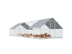 Galinheiro Aço Galvanizado 24m² 3x8x2m Cobertura Pe Estrutura Prateado