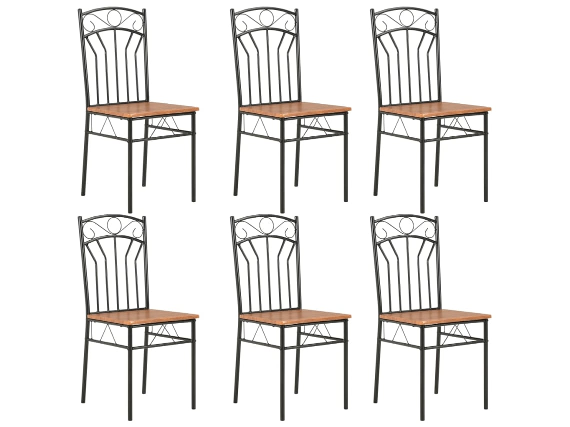 Conjunto 6 Cadeiras de jantar VIDAXL MDF castanho
