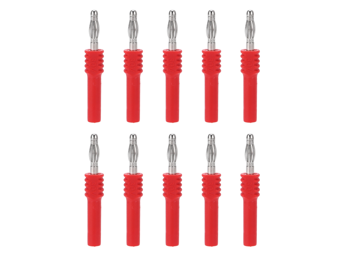 10 Conectores Banana Macho De 4 Mm A Hembra De 2 Mm Para Multímetros (color Rojo Industrial)