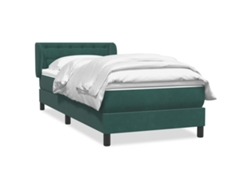 Maison Exclusive - Cama Box Spring Con Colchón Terciopelo Verde Oscuro 80x220 Cm