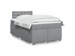 Cama Box Spring Con Colchón Tela Gris Claro 120x200 Cm