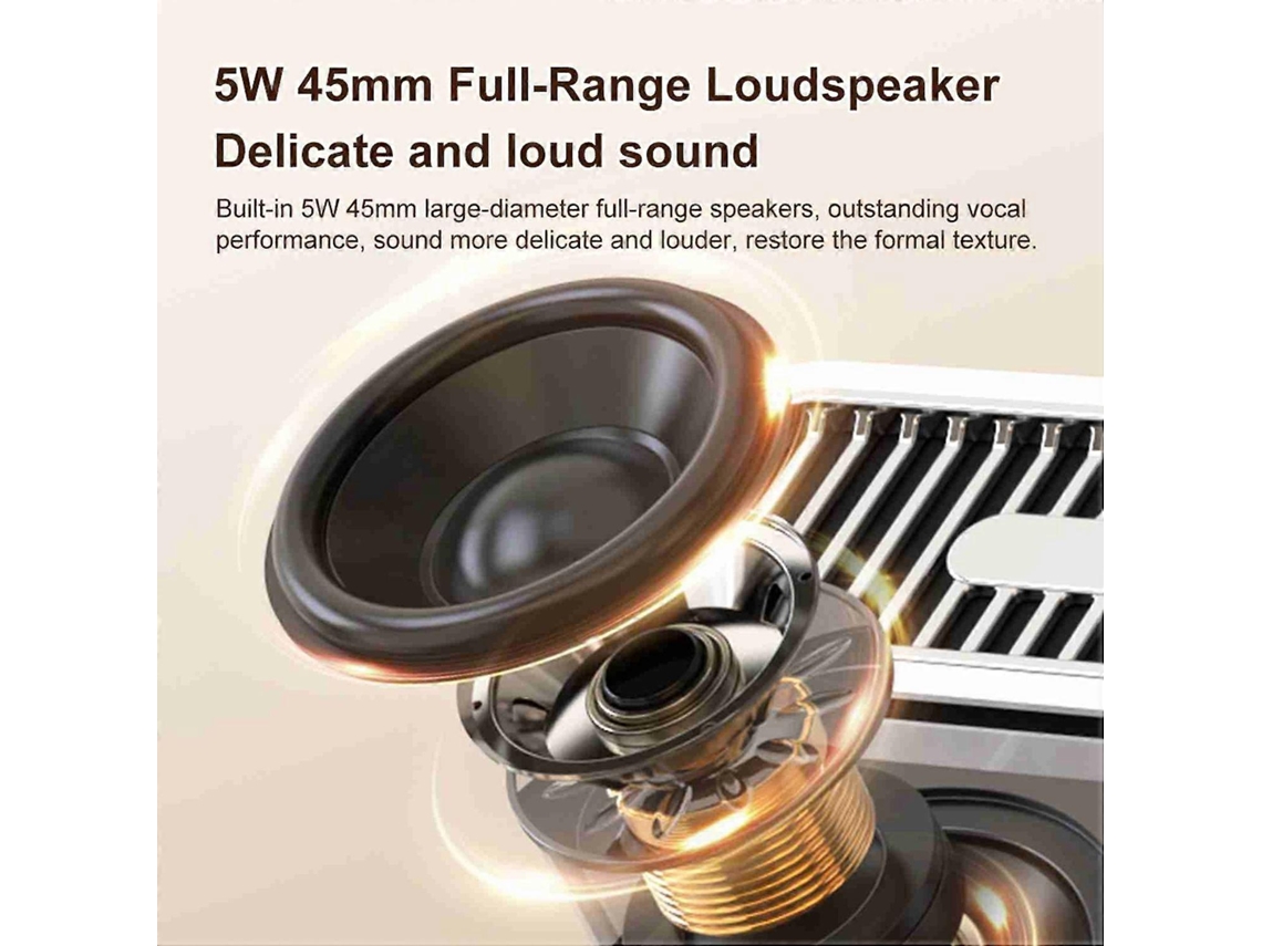 Altavoz portátil con sonido estéreo de 360° y forma de CD vintage, inalámbrico por Bluetooth para el hogar y el exterior.