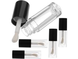 Juego De 5 Tubos Vacíos De Brillo Labial Con Aplicadores Recargables, Resistentes Al Agua Y Transparentes.