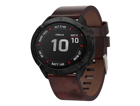 Correa para Garmin Fenix 6x Pro 26 mm Hebilla de acero Correa de reloj de cuero marrón VENISYMLIS